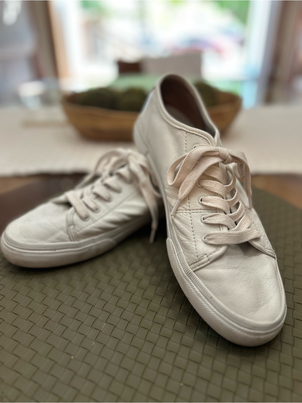Frye Cream Leather Low-Top Sneakers